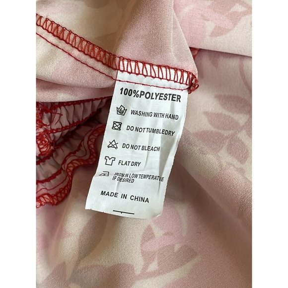 Fiji Fever Pink/Red Floral Smocked Ruffled Hem Mini Dress Medium Barbie Core - Picture 6 of 10